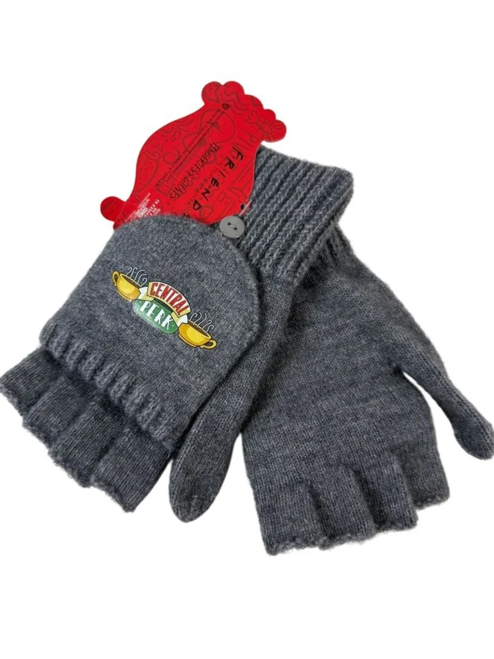 Friends Central Perk Knit Fingerless Gloves Gray Winter Accessory